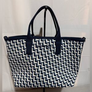 Lululemon Small Classic Tote Monogram NWT Blue/White w/Silver adjustable strap